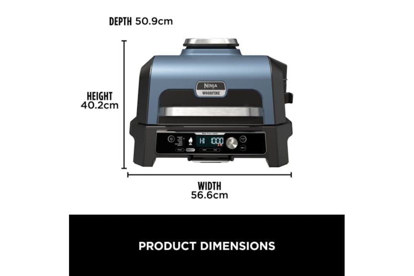 Ninja Woodfire Pro Connect XL Electric BBQ Grill & Smoker in Blue/Black, OG901UK, available at Keans Claremorris