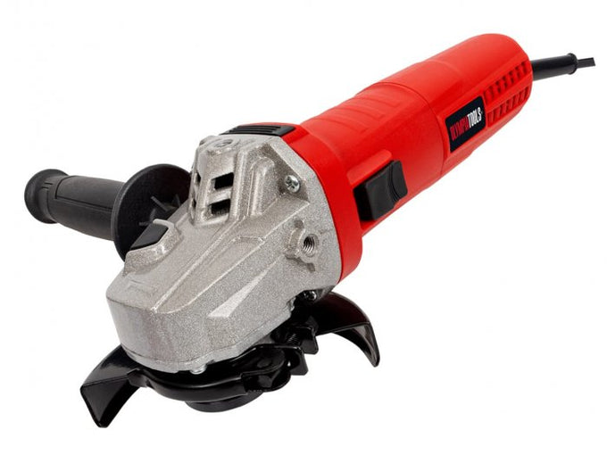 Olympia 650W 115mm Angle Grinder with soft grip, spindle lock, and tool-less guard – available at Keans Claremorris.