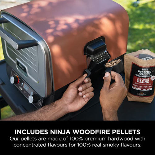Ninja Woodfire Electric Outdoor Oven Terracotta OO101UK for woodfire cooking – available at Keans Claremorris