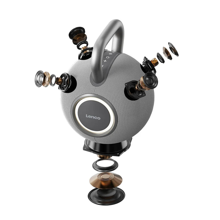 LENCO 360° Bluetooth speaker with Auracast - Grey | ORBITA-360GY - Image 7