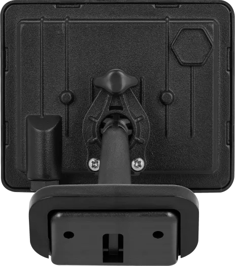 Back view of Luceco Essence Floodlight 10W with ball joint and 1m cable in black.