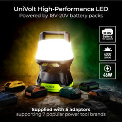 18V Battery LED Area Worklight with Adaptors | LWHOAV400G65-01