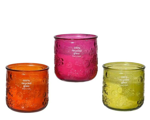 Outdoor Citronella Candle – Recycled Glass, 3 Assorted Colors Keans Claremorris
