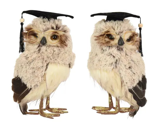 Owl Artificial Fur Feathers 2Ass Grey L.13cm x W.18cm x H.27cm Keans Claremorris