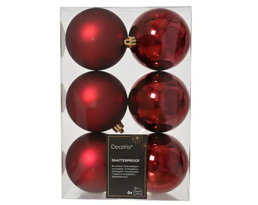 Oxblood Christmas Baubles – 8cm (Box of 6) Keans Claremorris