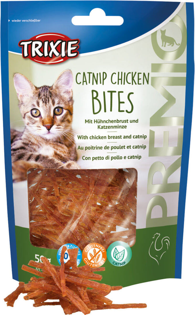 Premio Catnip Chicken Bites with 75% chicken breast, catnip, resealable bag – Keans Claremorris pet treats
