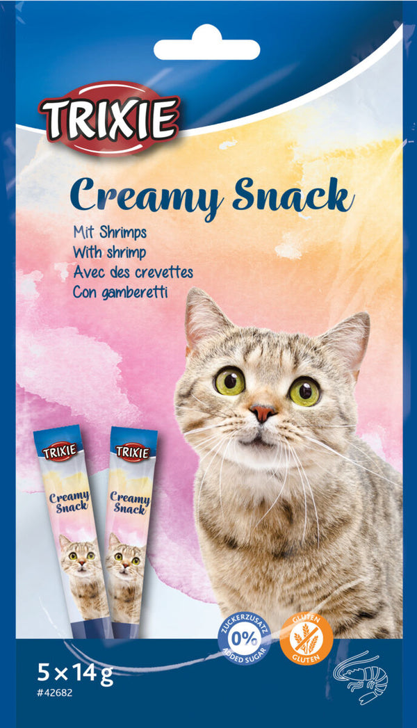 Creamy shrimp cat treat, vitamin-rich lickable snack with taurine, boosts hydration and vision, 5x14g tubes – Keans