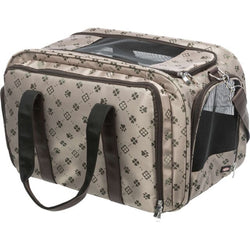 Beige Maxima pet carrier bag with sturdy handles, breathable mesh panels – available at Keans Claremorris.