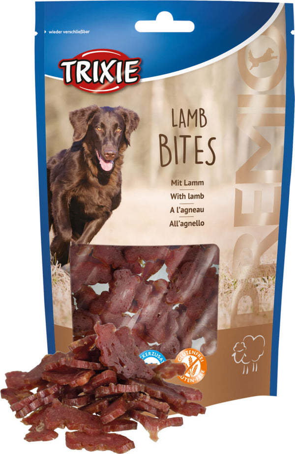 Premio Lamb Bites 100g, 47% meat content, resealable bag, lamb snacks from Keans Claremorris
