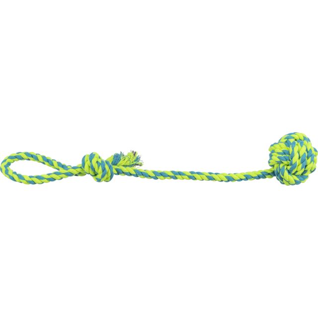 Denta Fun Rope and Ball 50cm cotton dog toy with woven ball for dental health and interactive play – Keans Claremorris