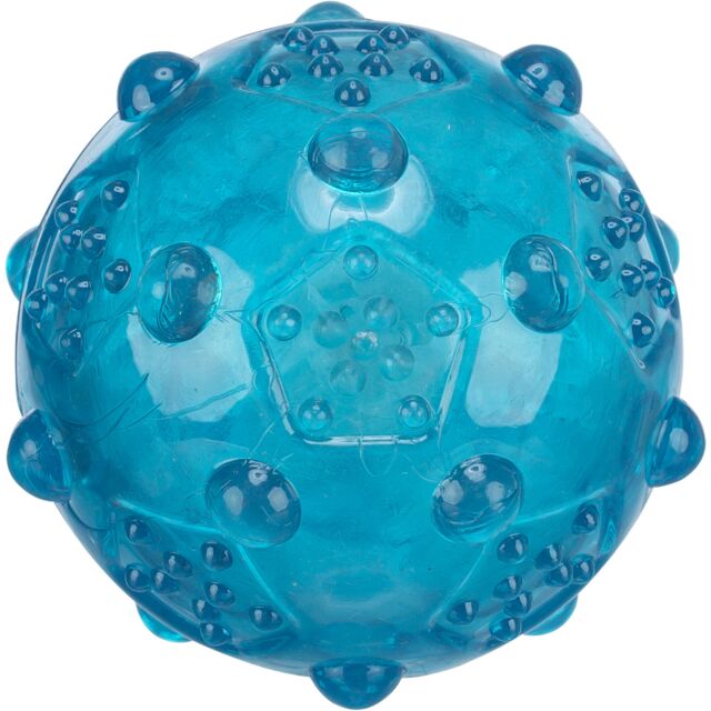 Blue 8cm Trixie Thermoplastic Rubber Ball dog toy with sound, durable and textured for easy grip – Keans Claremorris