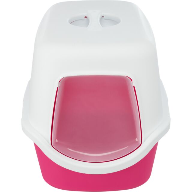Vico Hooded Litter Tray in Pink - Covered cat litter box for odor control, available at Keans Claremorris
