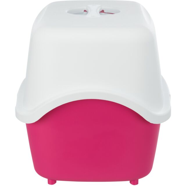 Vico Hooded Litter Tray in Pink - Covered cat litter box for odor control, available at Keans Claremorris