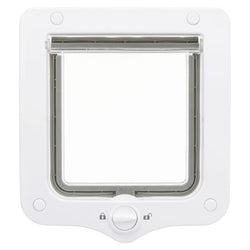 White 2 Way Cat Flap 20x22cm for doors and walls, secure pet access – Keans Claremorris