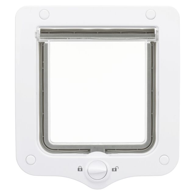 White 2 Way Cat Flap 20x22cm for doors and walls, secure pet access – Keans Claremorris
