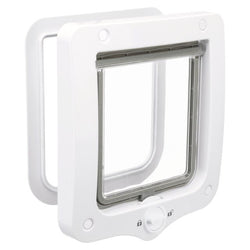 White 2-way cat flap 20x22cm with silent transparent flap, magnetic lock, weather-resistant seal – Keans Claremorris