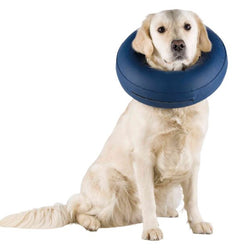 Inflatable protective collar M (40-45cm) in blue, soft, flexible, prevents licking wounds, no cone discomfort – Keans