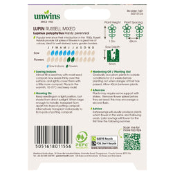 Lupin Russell Mixed Seeds pack for planting, high-quality seeds available at Keans Claremorris store.