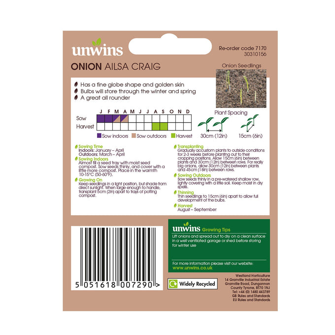 Onion Ailsa Craig Seeds packet, high-quality onion seeds for home gardening, available at Keans Claremorris.