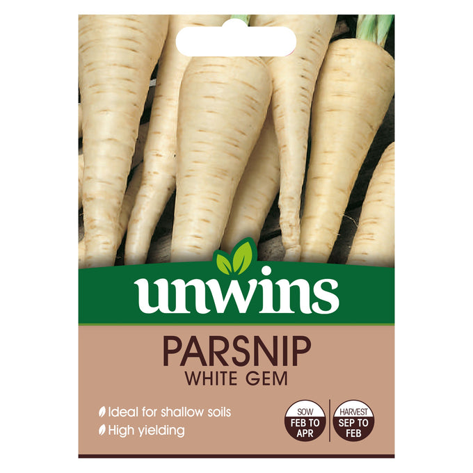 Parsnip White Gem Seeds, short-rooted, broad-shouldered, heavy cropper, great for shallow soils – Keans Claremorris