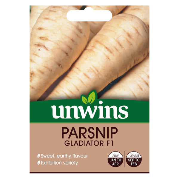Parsnip Gladiator F1 Seeds – long, smooth white roots, sweet flavor, high disease tolerance, ideal for roasting | Keans