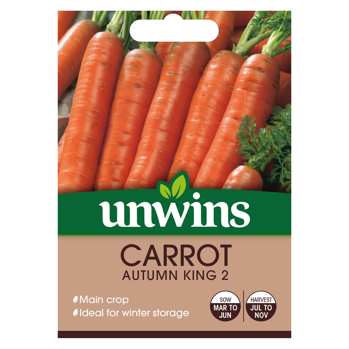 Carrot Autumn King 2 Seeds - large, orange maincrop carrots, stores well, winter hardy, from Keans Claremorris.
