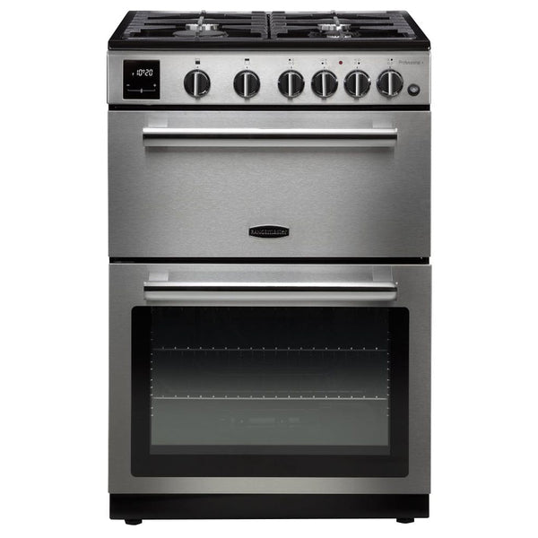 Rangemaster Professional+ 60cm natural gas cooker with 4 burners, griddle, slow cook, stainless steel - Keans Claremorris