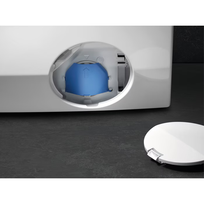 Close-up of the Electrolux 10kg Auto Dose washing machine's detergent compartment with the cover removed.