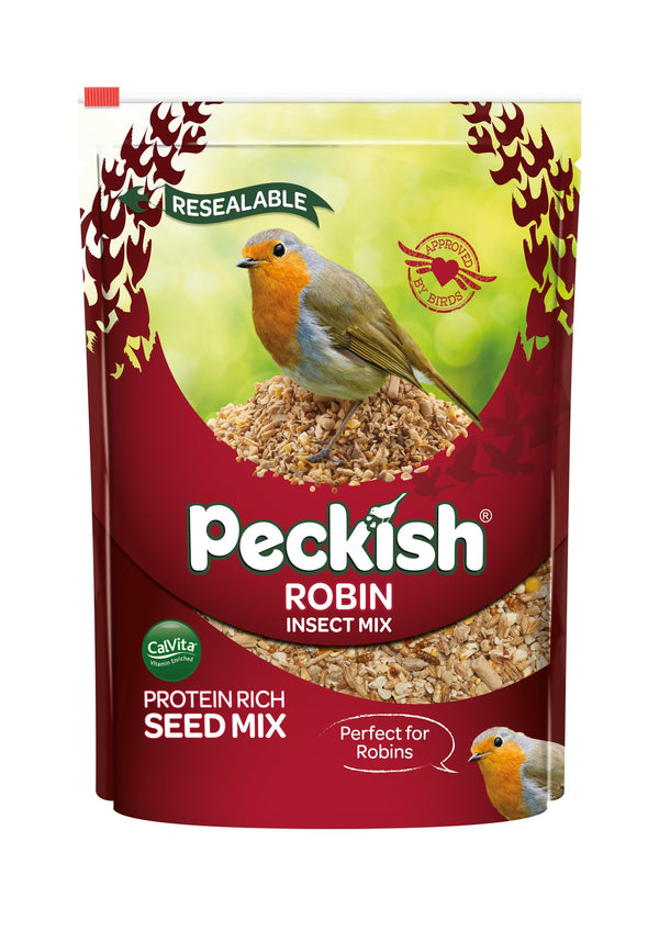 Peckish Robin Seed & Insect Mix 1kg bird food blend for robins, available at Keans Claremorris.