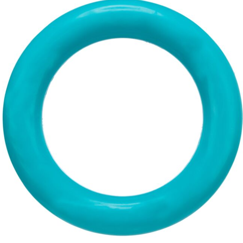 Rubber Ring 15cm in petrol color, durable natural rubber dog toy for fetch and solo play – Keans Claremorris