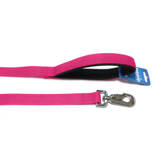 Pink padded dog lead with steel hook, 1x18 inch, durable and comfortable – available at Keans Claremorris.
