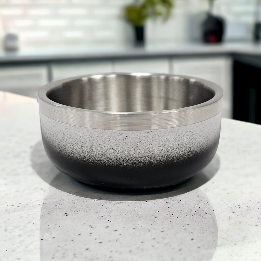 Insulated Ombre pet bowl 2200ml, double-walled stainless steel with silicone base, stylish fade design – Keans Claremorris
