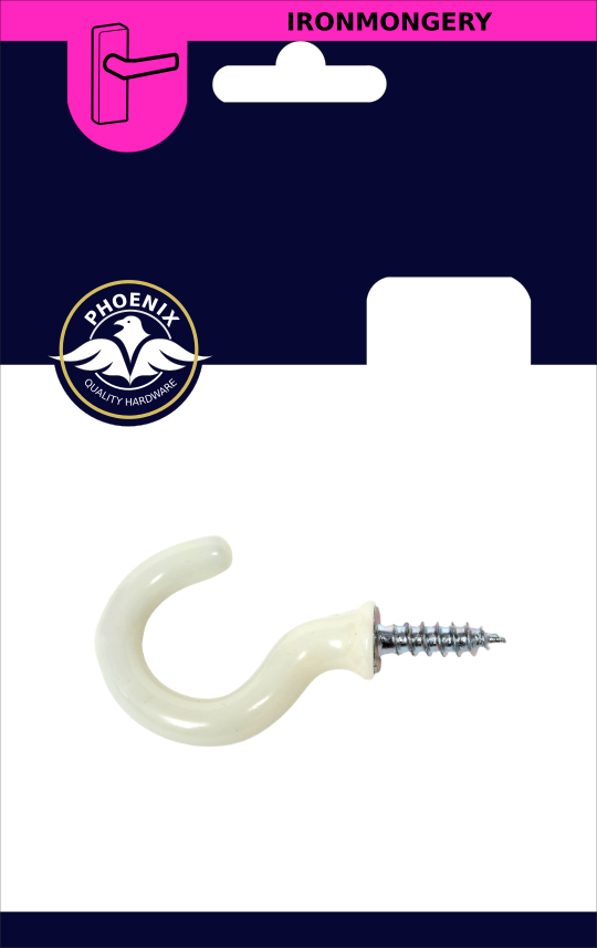 Phx 1.1/4  Cup Hooks White 4" Keans Claremorris