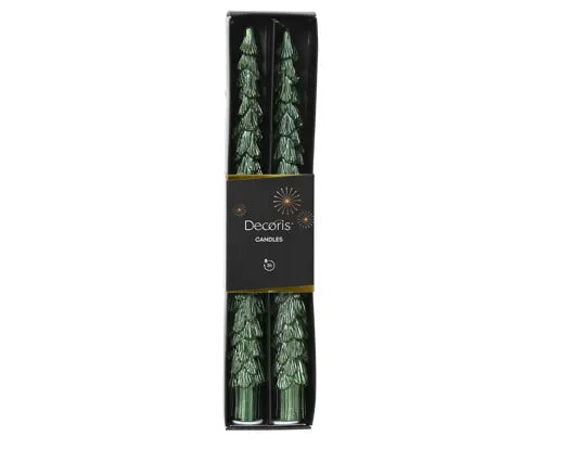Pine Green Tree Dinner Candles – Set of 2 (25cm) Keans Claremorris