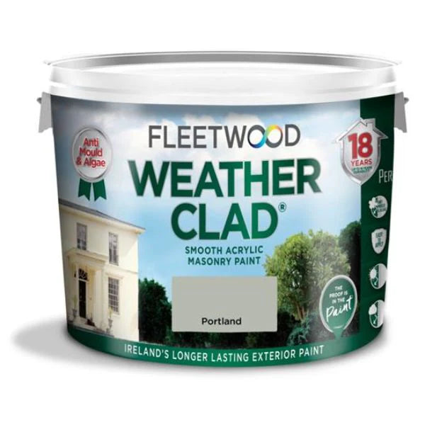 Fleetwood Weatherclad Masonry Paint 10L for exterior walls, durable weather-resistant finish - Keans Claremorris