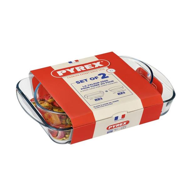 Pyrex 2-Piece Glass Roaster Set (30x21cm & 35x23cm) Keans Claremorris