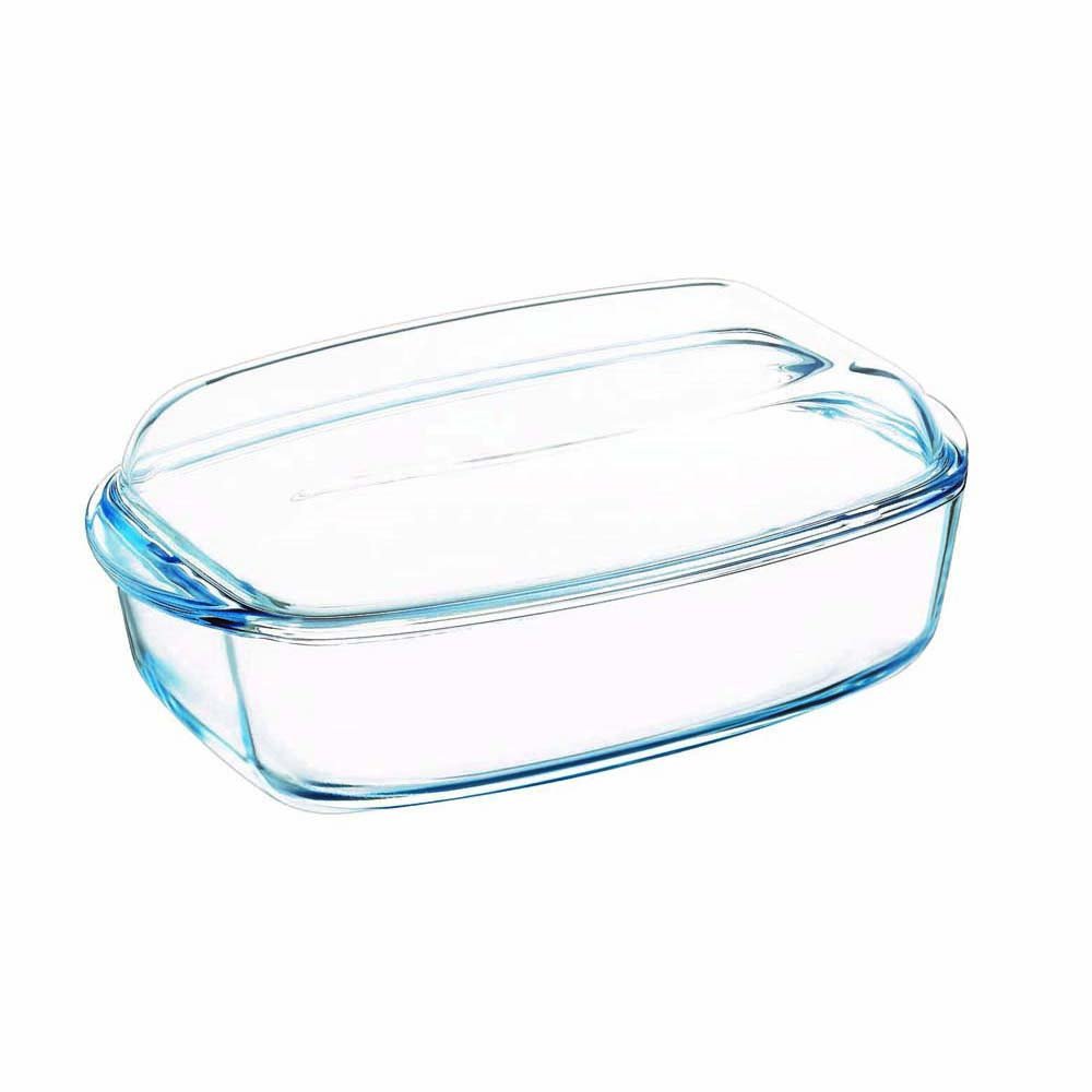 Pyrex 4.3L rectangular casserole with 2.2L lid, borosilicate glass, oven, microwave safe, durable, Keans Claremorris