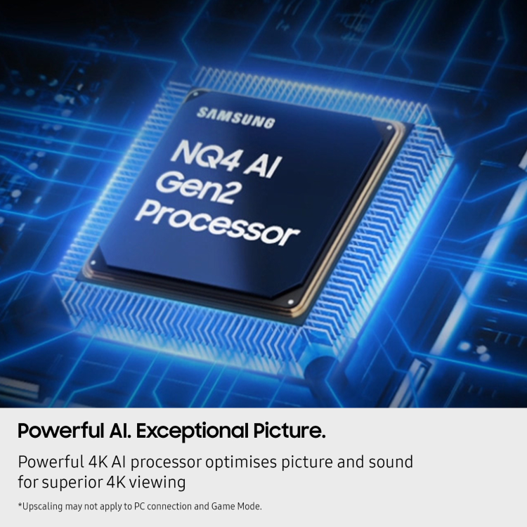 Samsung NQ4 AI Gen2 Processor on a futuristic blue background