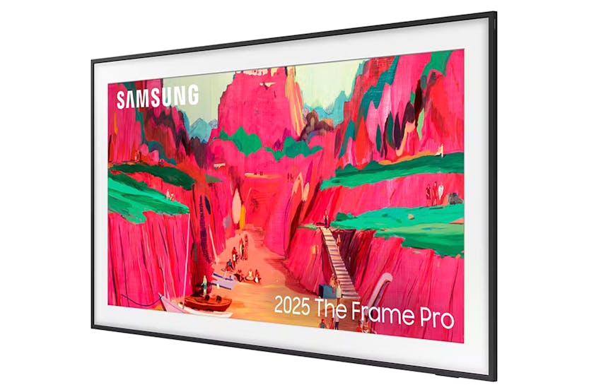 Samsung 65'' The Frame Pro Neo QLED 4K Smart TV (2025) showing colorful canyon artwork on screen