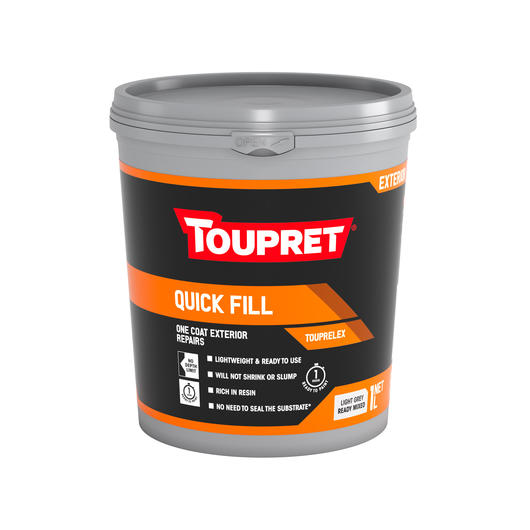 Toupret Quick Fill Exterior Filler 1L, lightweight, no shrink, ready to paint in 1 hour – Keans Claremorris