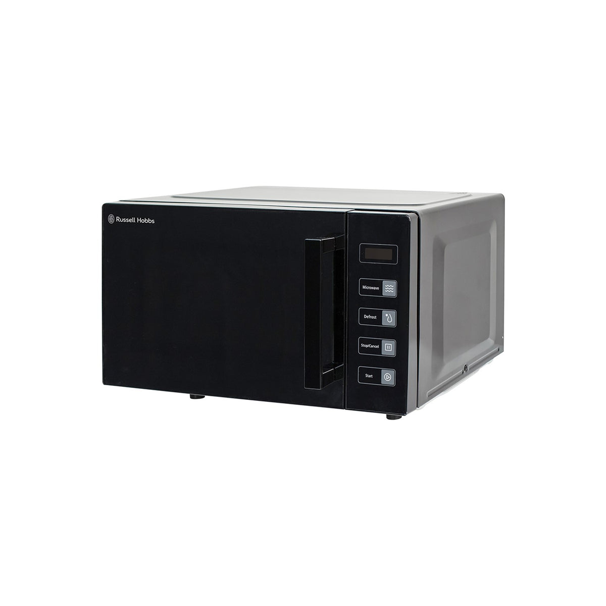 Russell Hobbs 23L Flatbed Microwave Black, 800W, 4-button control, no turntable, sleek mirror finish – Keans Claremorris