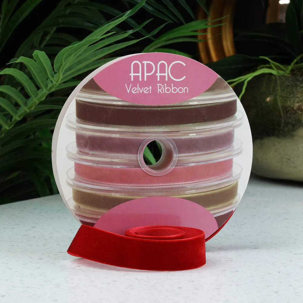 Bright Red Velvet Ribbon 25mm x 20m - Image 2