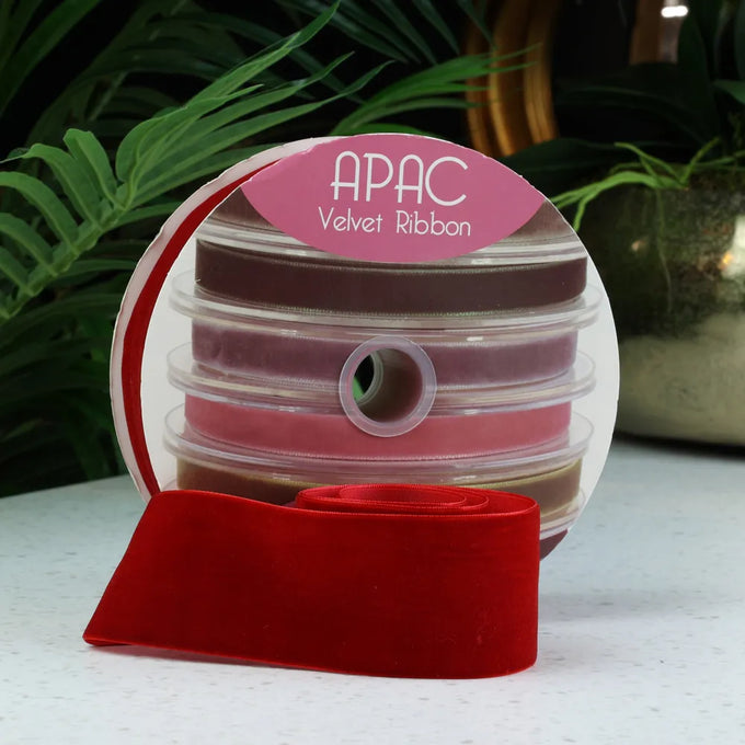 Bright Red Velvet Ribbon 50mm x 20m - Image 2