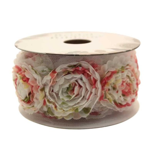 40mmx2m Ribbon Rose with Sequins - Mix Colour (12)