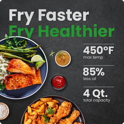 Chefman Turbo Fry Touch 4L Air Fryer with Easy View Window| RJ38-4TW-BLACK