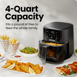 Chefman Turbo Fry Touch 4L Air Fryer with Easy View Window| RJ38-4TW-BLACK