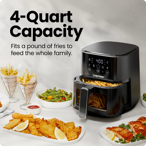 Chefman Turbo Fry Touch 4L Air Fryer with Easy View Window| RJ38-4TW-BLACK - Image 2