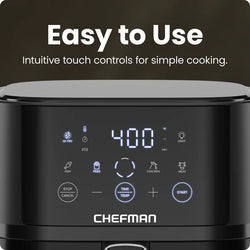 Chefman Turbo Fry Touch 4L Air Fryer with Easy View Window| RJ38-4TW-BLACK