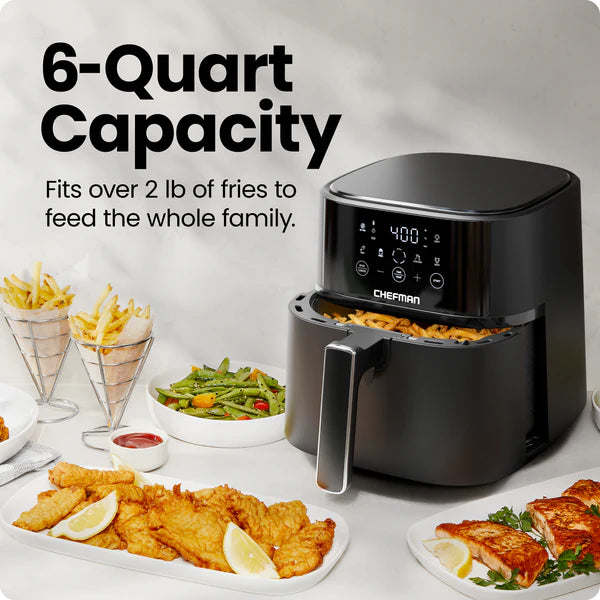 Chefman Air Fryer Turbo Fry Touch 6L Digital Air Fryer| RJ38-6T-BLACK-D-UK - Image 3