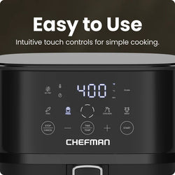 Chefman Air Fryer Turbo Fry Touch 6L Digital Air Fryer| RJ38-6T-BLACK-D-UK
